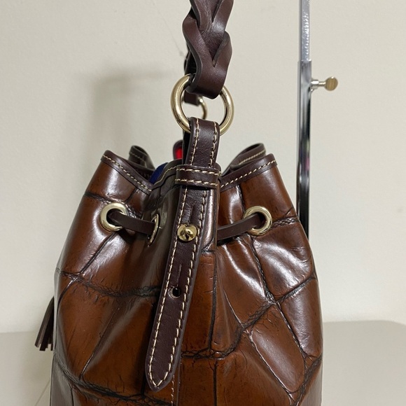 NEW! $358 Dooney & Bourke Luxury Drawstring Leather Croco Embossed - Picture 3 of 8